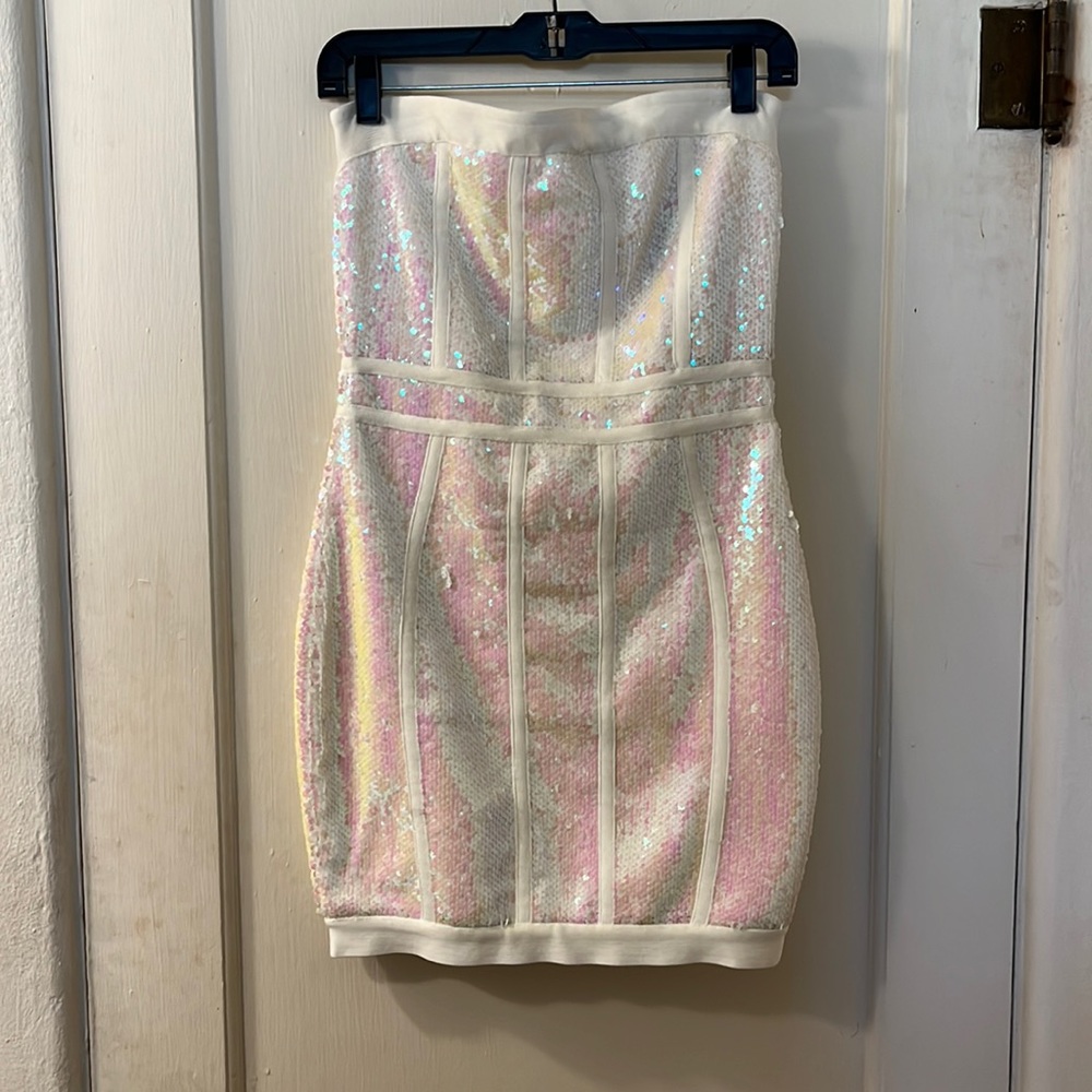 Strapless Iridescent Sequins Dress